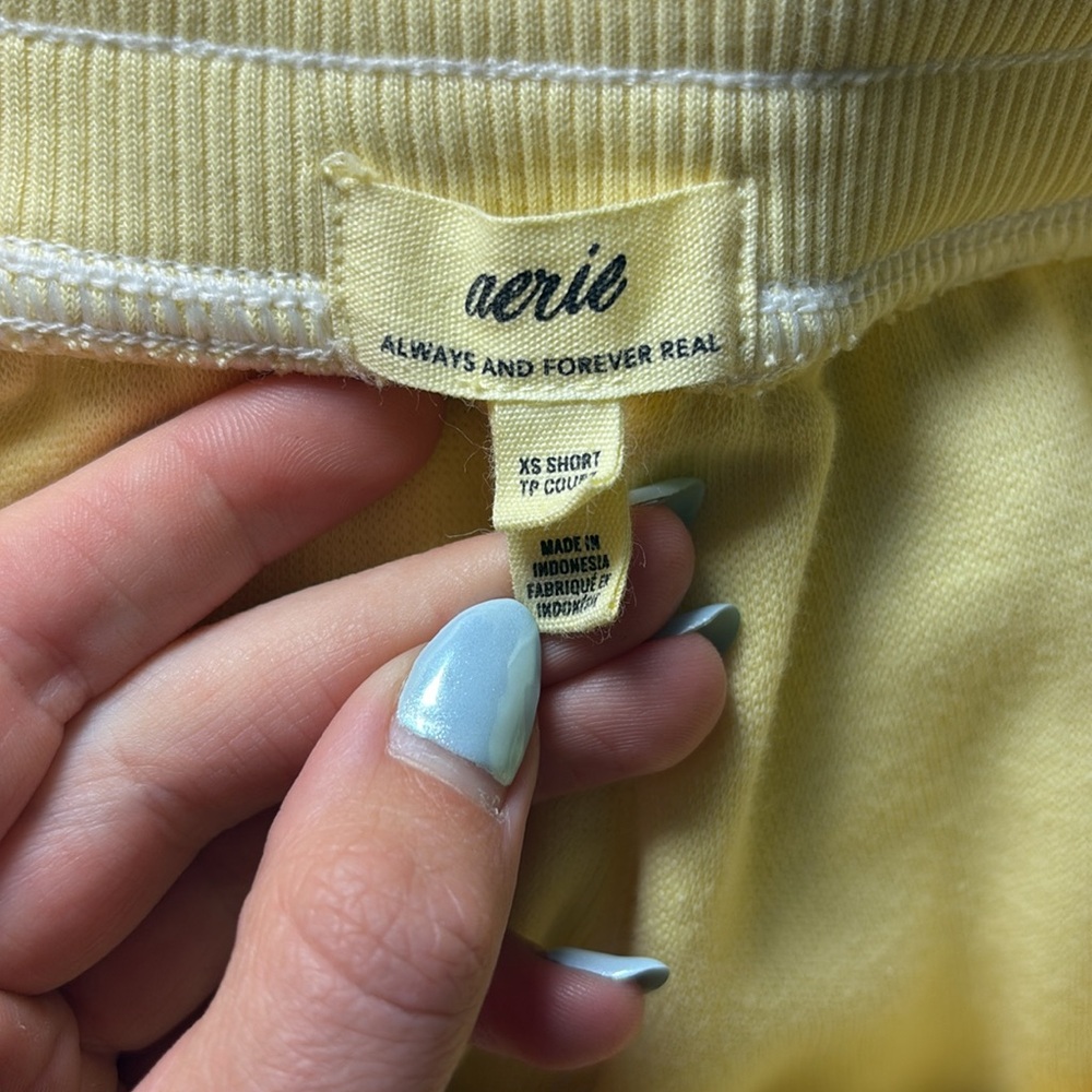 Aerie Soft Landing Ribbed Trousers Butter Yellow Wide Leg Sweatpants XS - Picture 2 of 6